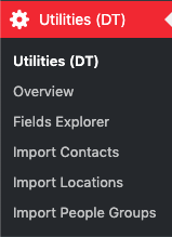 Utilities (DT) menu item