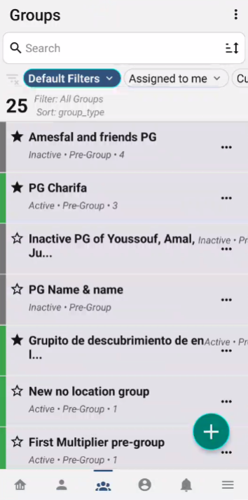 Groups List Screen